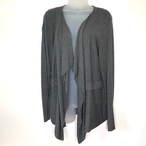 EILEEN FISHER Sz M Gray Italian Yarn Viscose Open Front Waterfall Cardigan‎